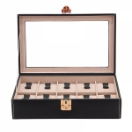 WATCH BOXES Friedrich|23 Infinity 26127-4, top grain leather, 10 watches, black w. antique pink interior, rose gold tone lock